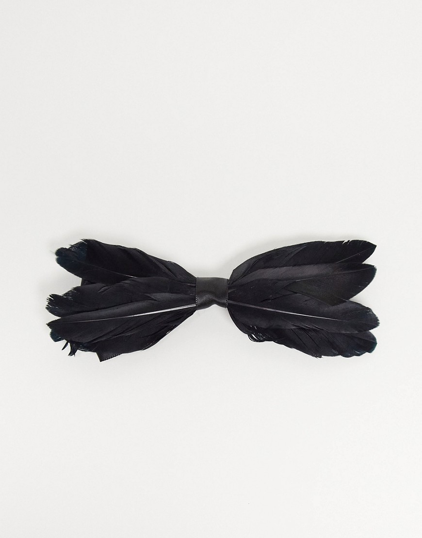 фото Галстук-бабочка с перьями topman-черный