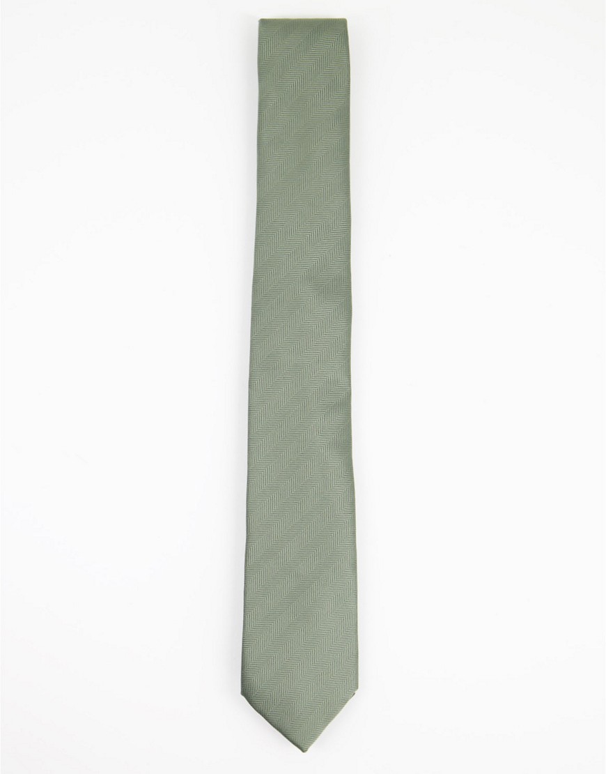 фото Галстук в елочку шалфейно-зеленого цвета topman-зеленый цвет