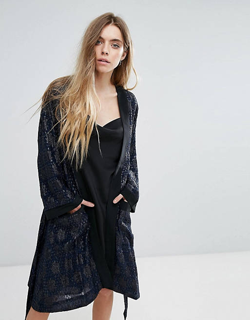 Daggry Tilfredsstille Normal Ganni Emiko Jacquard Kimono Jacket | ASOS