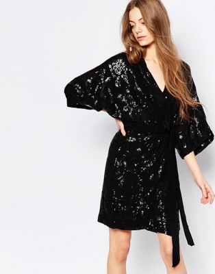 Notesbog typisk lække Black Sequin Kimono Dress Belgium, SAVE 50% - online-pmo.com