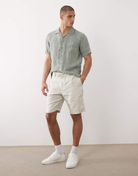 GANT 100% linen draw string shorts in beige - view 1
