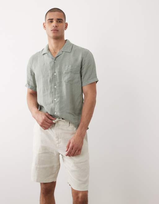 GANT 100% linen draw string shorts in beige, 2 of 5