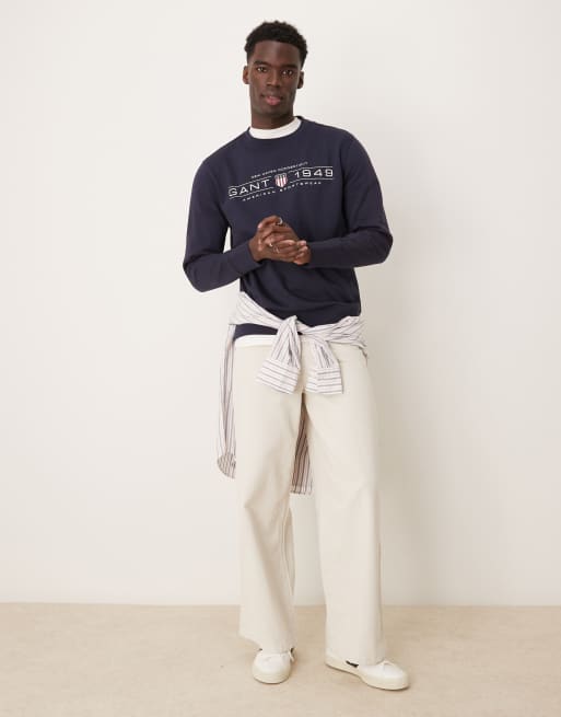 GANT 1949 shield chest logo sweatshirt in navy, 2 of 4