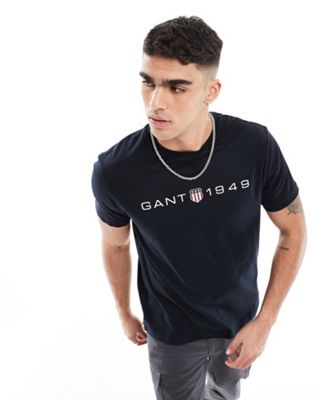 GANT 1949 shield logo print t-shirt in black - ASOS Price Checker