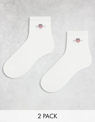 GANT 2 pack ankle socks with logo in white