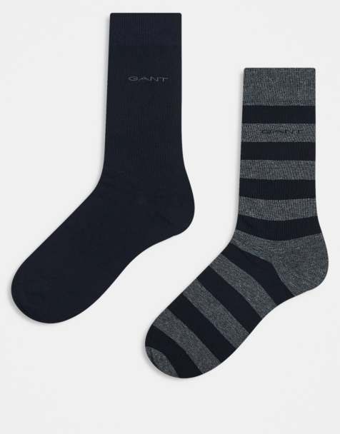 GANT 2-pack barstripe and solid socks in grey - view 1