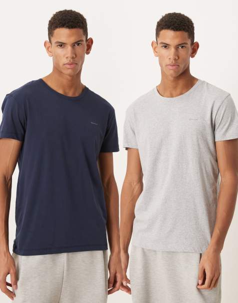 GANT 2 pack lounge tops with chest logo in navy,grey