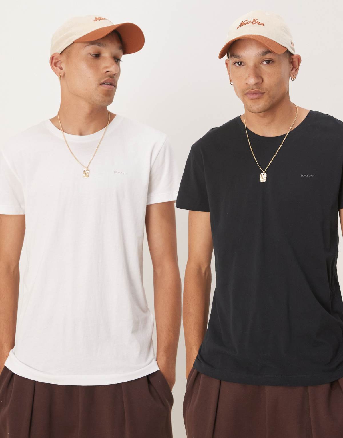 GANT 2 pack lounge tops with shield logo in black and white