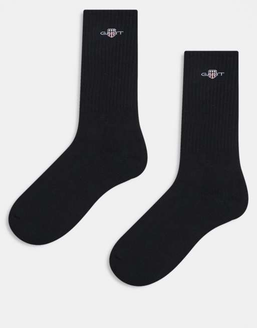 GANT 2-pack shield logo athletic socks in black