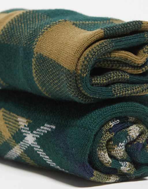 GANT 2 pack shield logo tartan socks gift set in green, 3 of 3