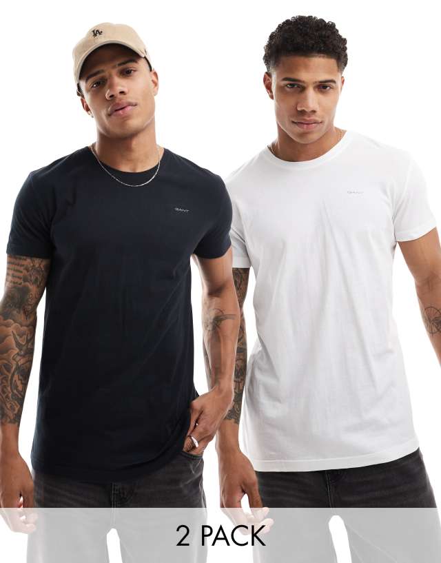 Gant - 2 pack t-shirts in black/white