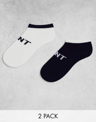 GANT – 2er-Pack Knöchelsocken in Weiß und Schwarz mit Logo