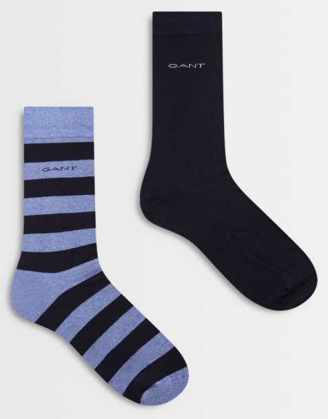 GANT – 2er-Pack Socken in Einfarbig und Marineblau mit Blockstreifen - view 1