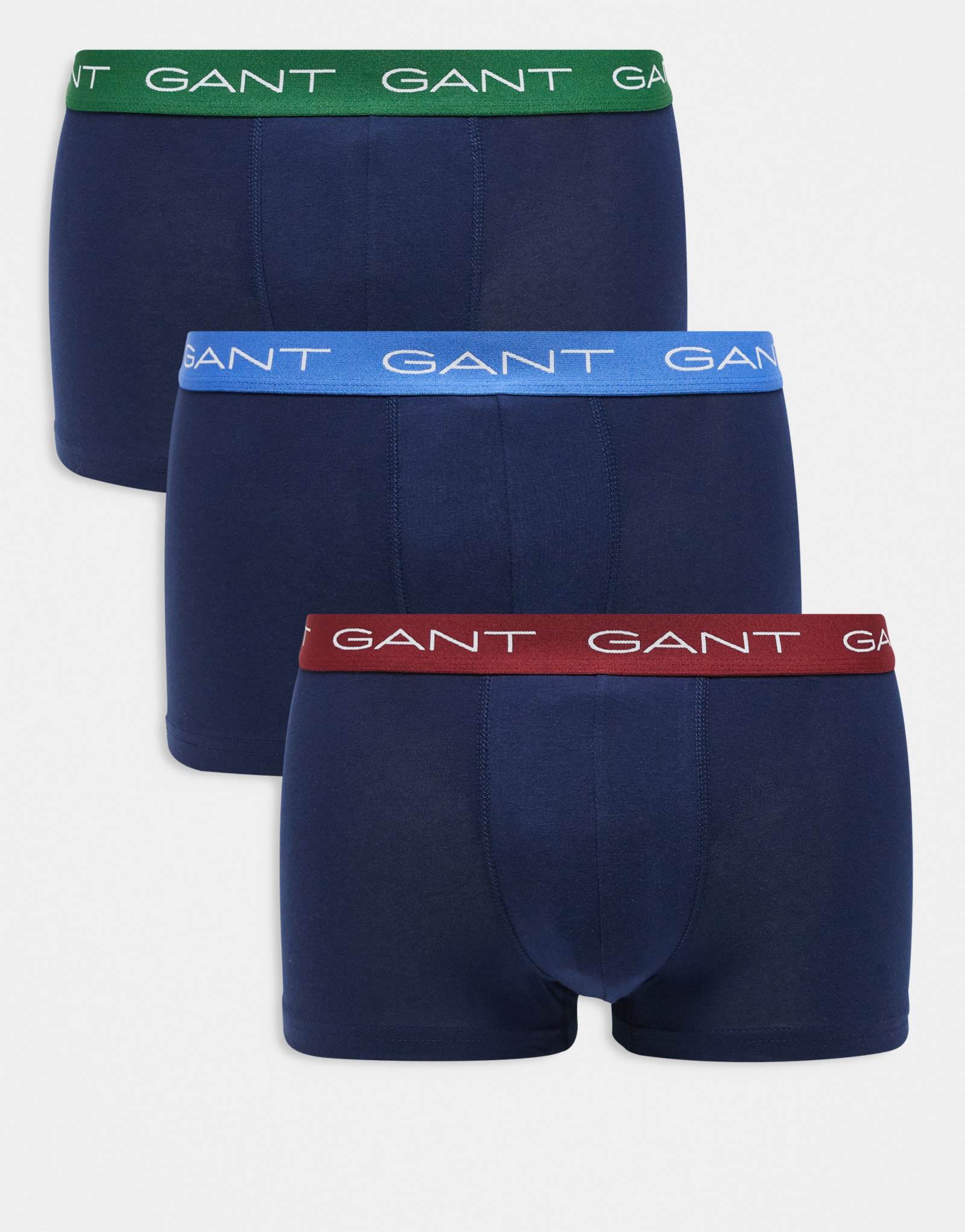 Трусы-боксеры GANT из 3-х комплектов с контрастным логотипом на поясе темно-синего цвета