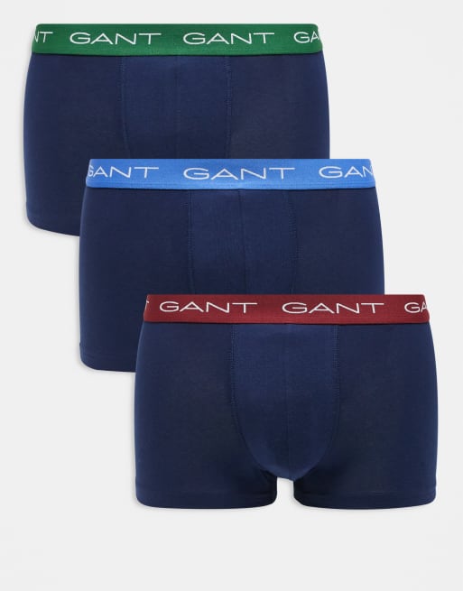 GANT 3-pack boxer briefs with contrast color logo waistband in navy