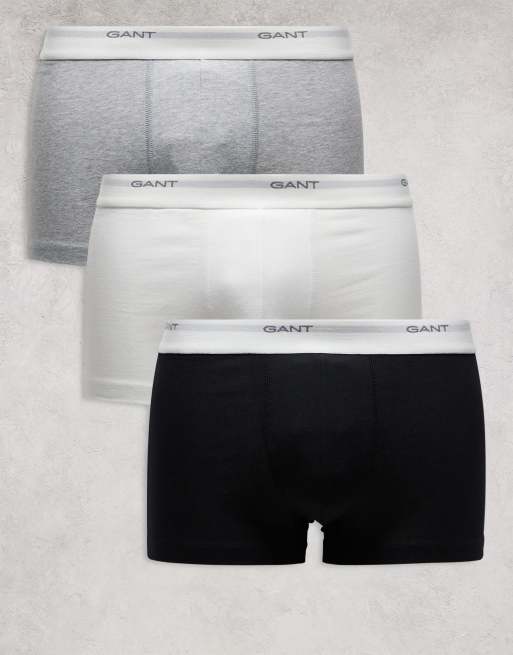 GANT 3 pack boxer briefs with logo waistband in black gray white