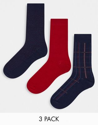 Gant 3 pack gift box socks in navy/red with logo
