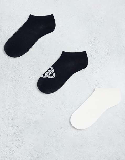 GANT 3 pack monogram logo trainer socks in navy and white - view 1
