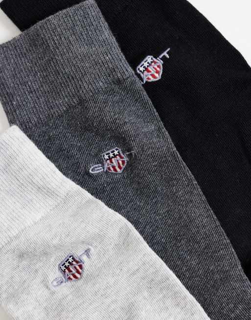 GANT 3-pack shield logo socks in mixed grey, 2 of 3