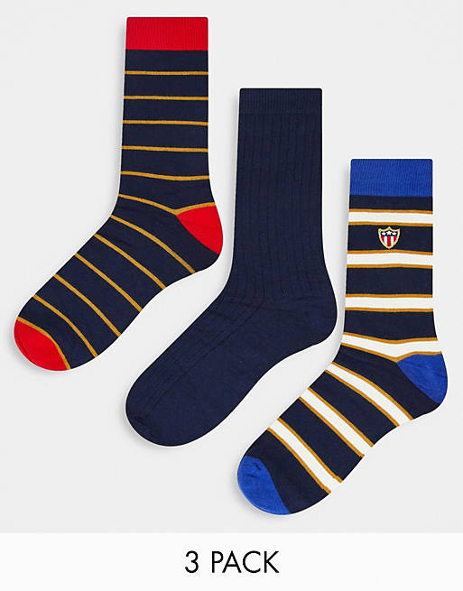 Men Socks/GANT 3 pack socks in stripe with logo 