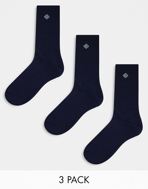 GANT 3 pack sport socks in navy with small logo