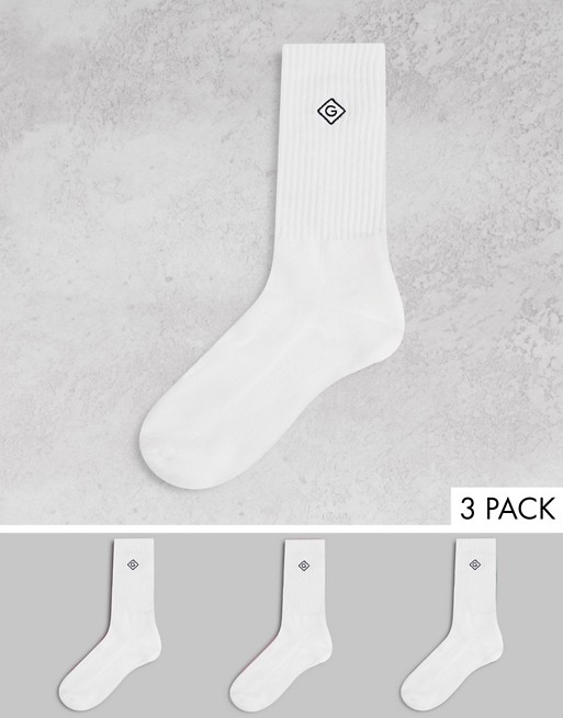 GANT 3 pack sport socks in white with small logo