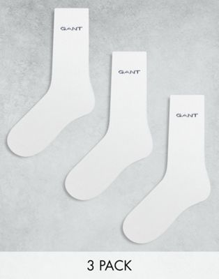 GANT 3 pack sport socks with logo in white