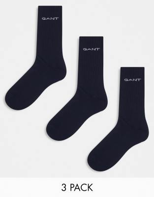 GANT 3 pack sports socks with logo in black