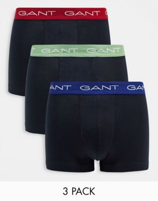 Gant 3 pack trunks in black with contrasting logo waistband