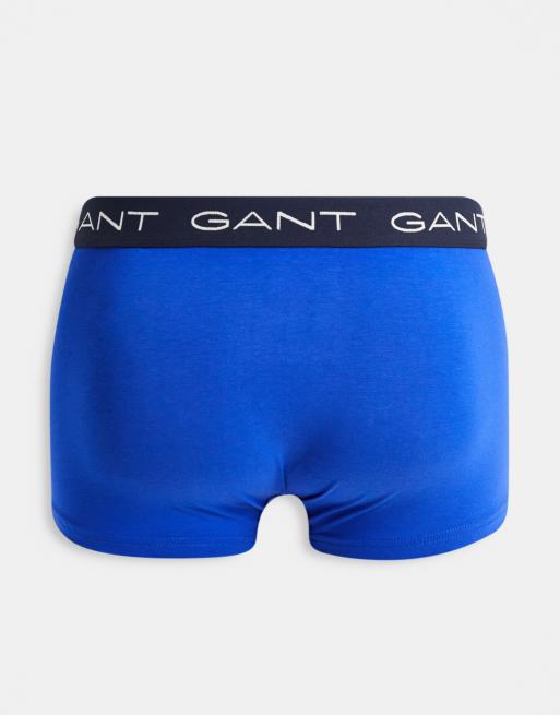 GANT 3 pack trunks with contrasting logo waistband in grey, pink and blue, 2 of 4