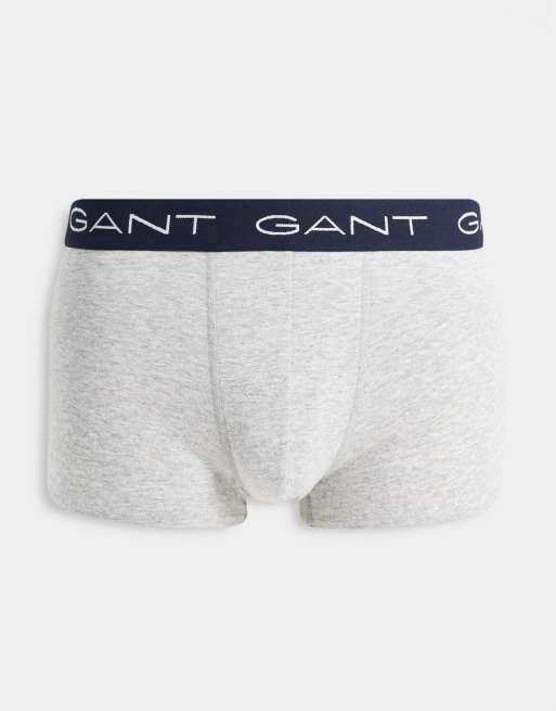 GANT 3 pack trunks with contrasting logo waistband in grey, pink and blue, 3 of 4