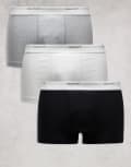 [Gant] GANT 3 pack trunks with logo waistband in black grey white 2XL Black/white