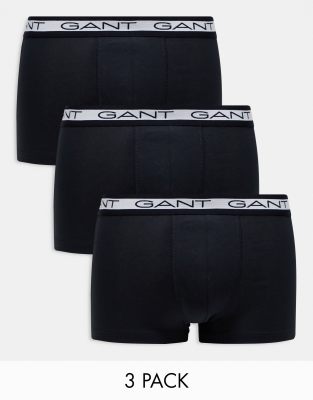 3 pack trunks with logo waistband in black