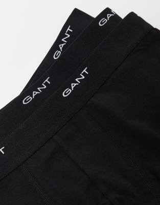 Gant 3 Pack Trunks With Logo Waistband In Black