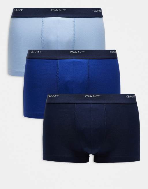 GANT 3 pack trunks with logo waistband in blue