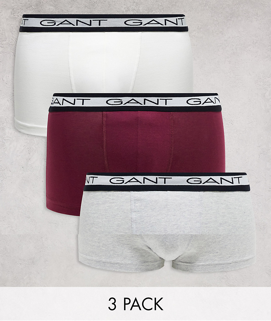 GANT 3 pack trunks with logo waistband in white grey red-Multi