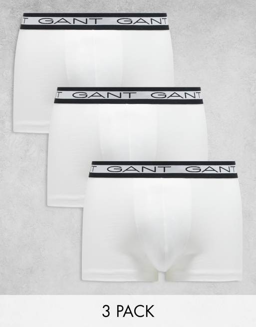 GANT 3 pack underwear with logo waistband in white | ASOS