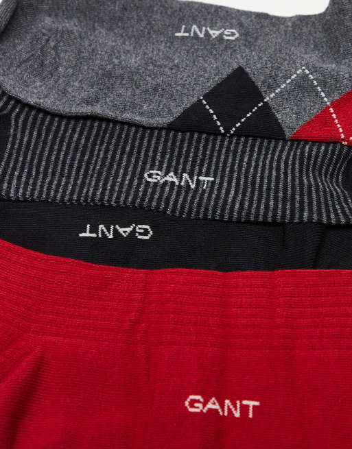 GANT – 4er-Pack Socken in Grau mit Argyle-Rautenmuster und Streifen, 3 von 3