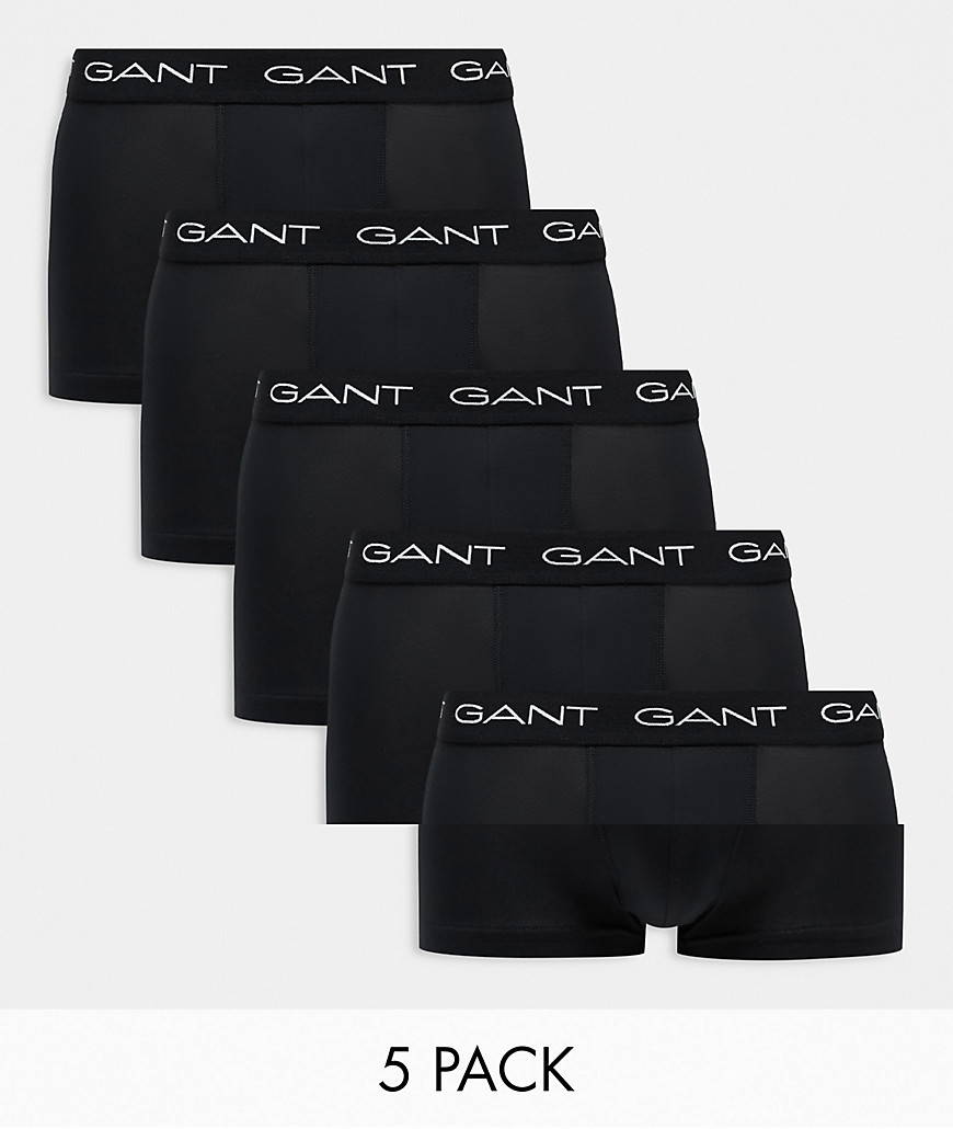 GANT 5 pack trunks with logo waistband in black