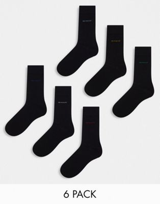 GANT 6 pack socks with logo in black