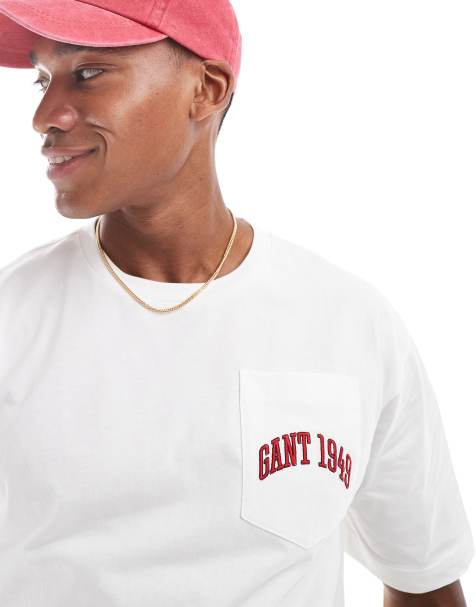 GANT – 75th Anniversary Capsule – Biały T-shirt z logo 1949 na kieszeni - view 1