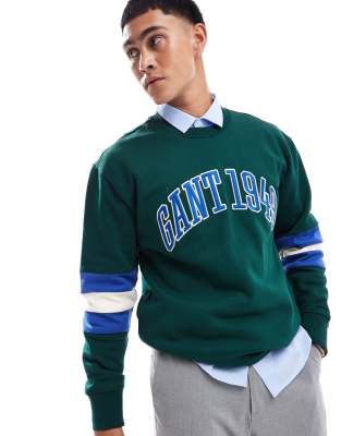 Gant GANT 75th Anniversary Capsule colour block sweatshirt with 1949 logo in dark green