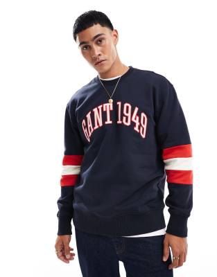 Gant GANT 75th Anniversary Capsule colour block sweatshirt with 1949 logo in navy