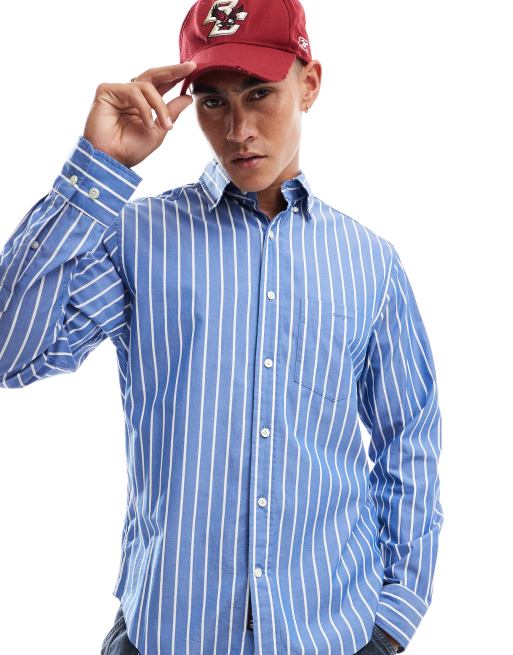 Gant - 75th Anniversary Capsule - Gestreept overhemd met lange mouwen en logo in blauw