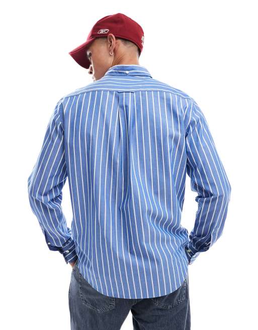 GANT 75th Anniversary Capsule poplin stripe long sleeve shirt with logo in blue, 2 of 4
