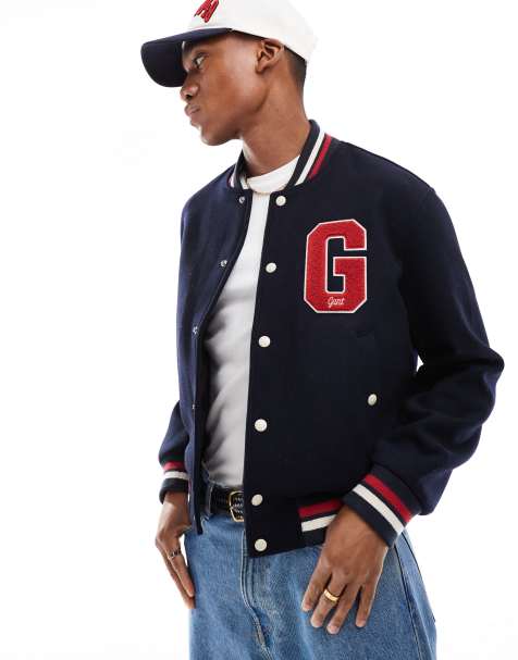 Gant - 75th Anniversary Capsule - Varsity jack van wolmix met logo in marineblauw - view 1