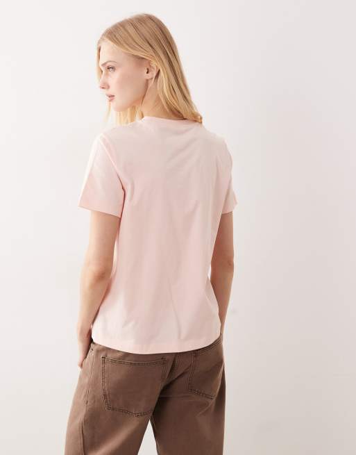 GANT - Abrikos-lyserød figursyet T-shirt med vintage-logo på brystet, 2 af 4