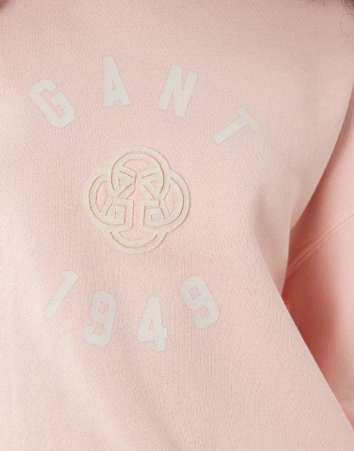 GANT - Abrikos-lyserød sweatshirt med vintage-logo på brystet, 3 af 4