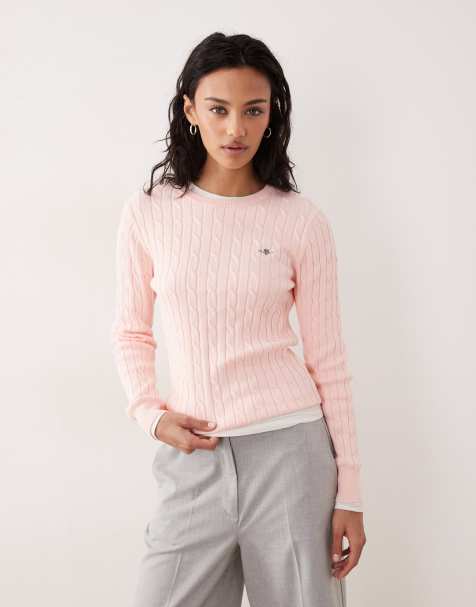 GANT - Abrikoslyserød sweater i kabelstrik - view 1