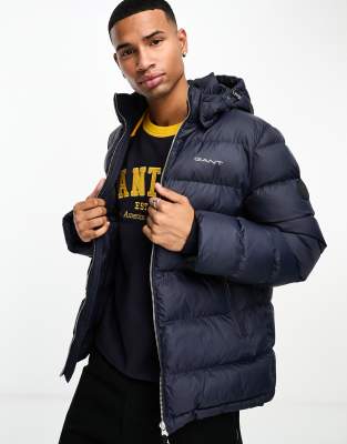 GANT active cloud hooded lightweight puffer jacket in navy